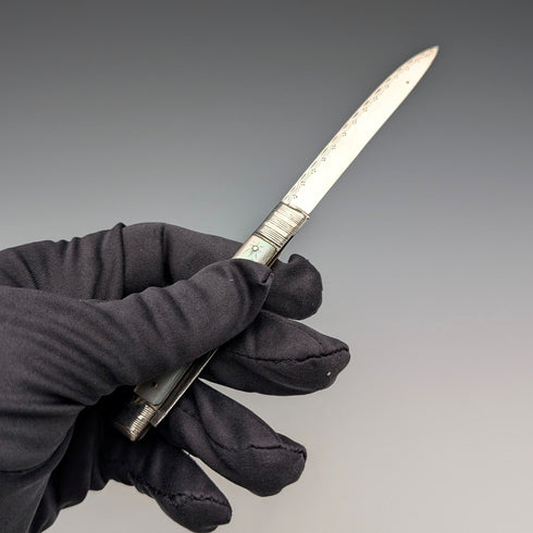 英國古董白色珍珠柄雙刃筆刀