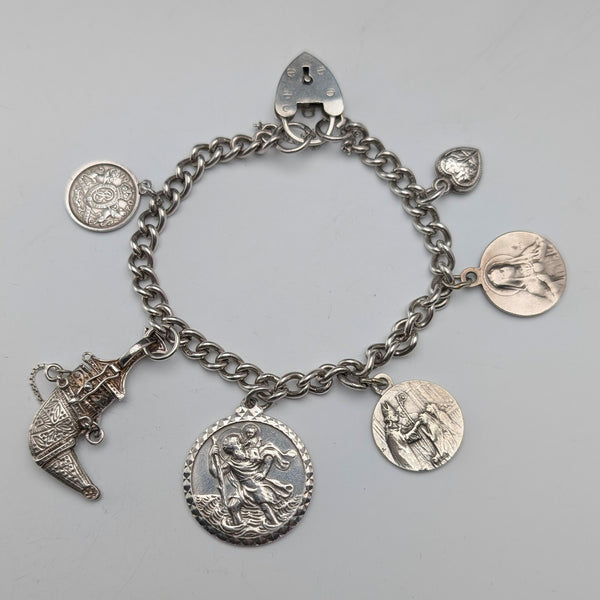1970s British vintage sterling silver charm bracelet 40g