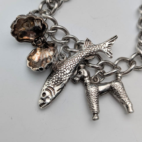 1971年 英国ヴィンテージ 純銀製 チャームブレスレット 42g