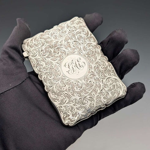 1894年 英国アンティーク 純銀製 カードケース 55g Frederick Marson