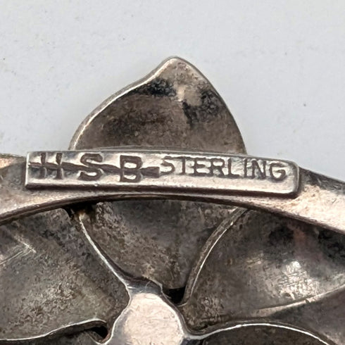 米国ヴィンテージ 純銀製 フラワーデザイン ネックレス32g HSB