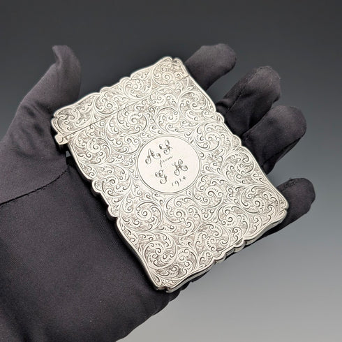 1896年 英国アンティーク 純銀製 カードケース 56g Frederick Marson