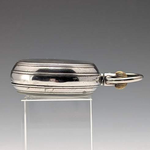 瑞士古董無簽名雙面計時懷錶 800 銀色錶殼操作良好