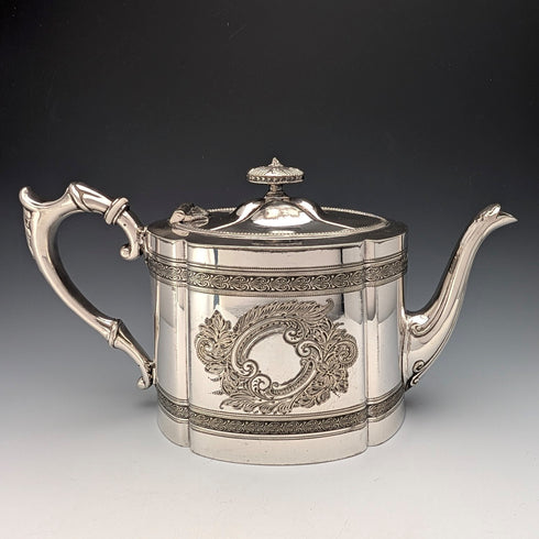 約 1900 年英國古董鍍銀鼓形茶壺 James Dixon&Son