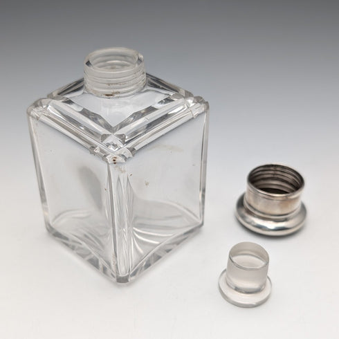 1867年 英国アンティーク 純銀蓋 ガラスボトル3個セット James Vickery