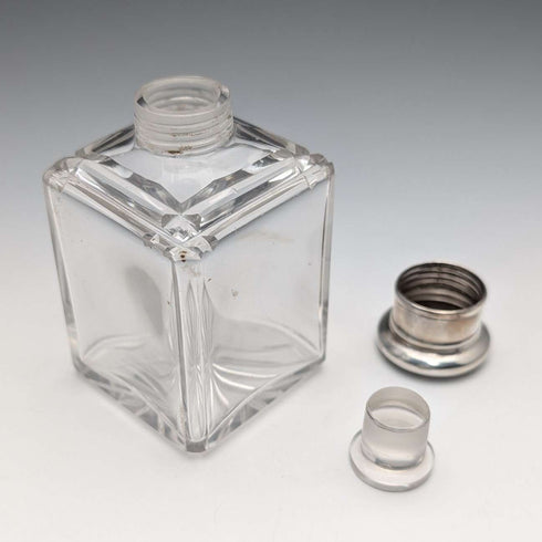1867 British antique silver-capped glass bottles, set of three, James Vickery