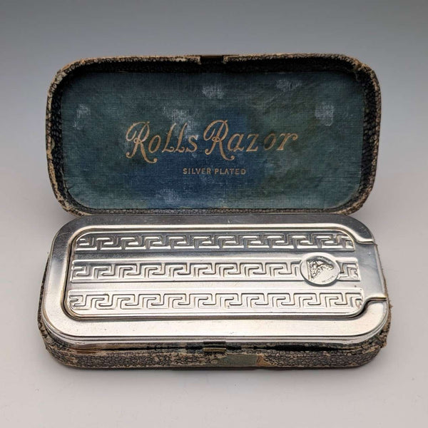 Circa 1927 British Vintage Silver Plated Razor Kit with Case Rolls Razor