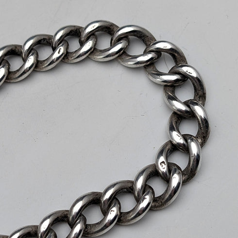 1900年頃 英国アンティーク 純銀製アルバートチェーン 42g 純銀ライオンパサントフォブ