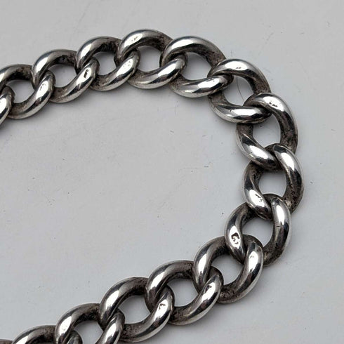 Circa 1900 British antique sterling silver Albert chain, 42g, sterling silver lion passant fob