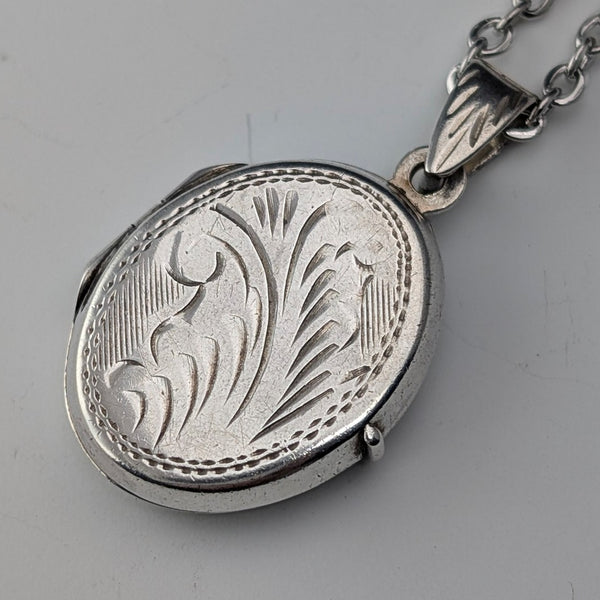 復古純銀橢圓形盒式吊墜 2.7 克帶項鍊