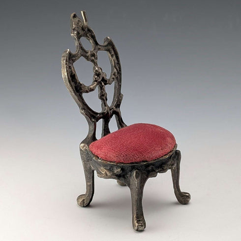 1920s Brass Chair Pocket Watch Holder Red Seat