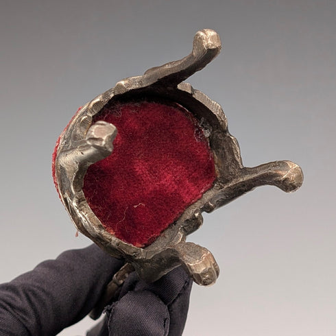 1920 年代黃銅椅懷錶架深紅色座椅