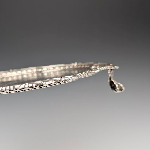 1893 年英國古董純銀 Salva 卡托盤直徑 23 公分 413 克 Charles Boyton