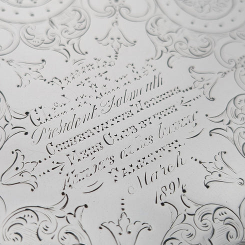 1893 年英國古董純銀 Salva 卡托盤直徑 23 公分 413 克 Charles Boyton