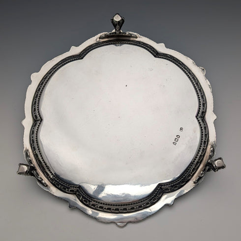 1893 年英國古董純銀 Salva 卡托盤直徑 23 公分 413 克 Charles Boyton