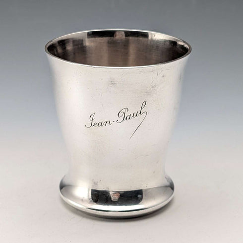 French vintage bird decoration silver plate beaker cup