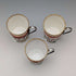 1929 British vintage porcelain cups in sterling silver holders, set of 3, Walker & Hall, AYNSLEY