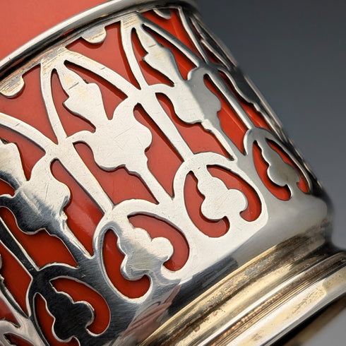 1929年 英国ヴィンテージ 純銀ホルダ ポーセリンカップ 3個セット Walker&Hall、AYNSLEY