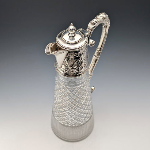 英国アンティーク カットガラス&シルバープレート製 ウォータージャグ