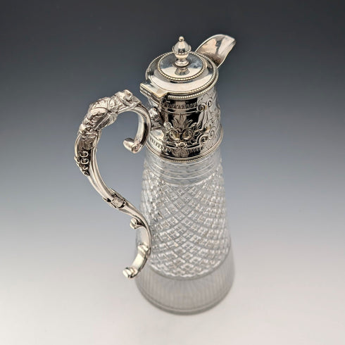 英国アンティーク カットガラス&シルバープレート製 ウォータージャグ