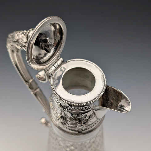 英国アンティーク カットガラス&シルバープレート製 ウォータージャグ