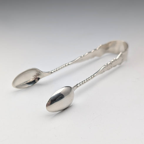 1902 British antique sterling silver sugar tongs 22g Charles Boyton