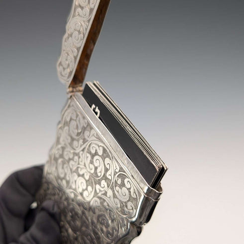 1895年 英国アンティーク 純銀製 カードケース 48g Colen Hewer Cheshire
