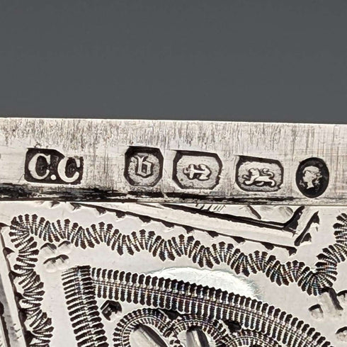 1876年 英国アンティーク 純銀製 カードケース 60g Colen Hewer Cheshire