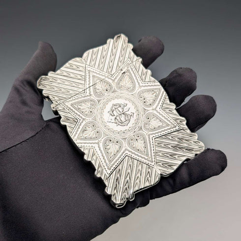 1876年 英国アンティーク 純銀製 カードケース 60g Colen Hewer Cheshire