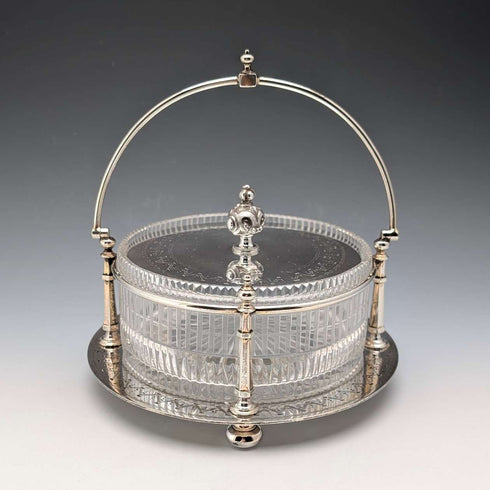 Antique British silver plate and cut glass butter dish