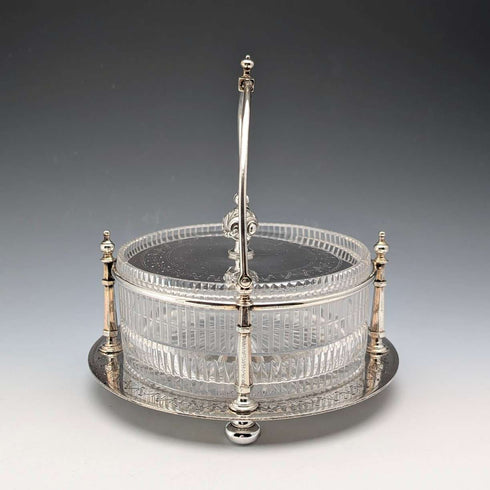 Antique British silver plate and cut glass butter dish