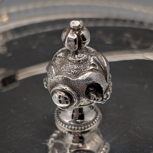 英国アンティーク シルバープレート&カットガラスインナー バターディッシュ