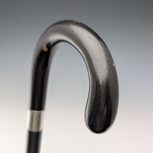 1927 年英國復古黑軸、彎柄、純銀裝飾手杖,88 厘米,J Howell & Co.