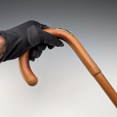 20 世紀早期英國古董馬尺手杖,棕褐色桿身,93 厘米,Swaine & Adeney