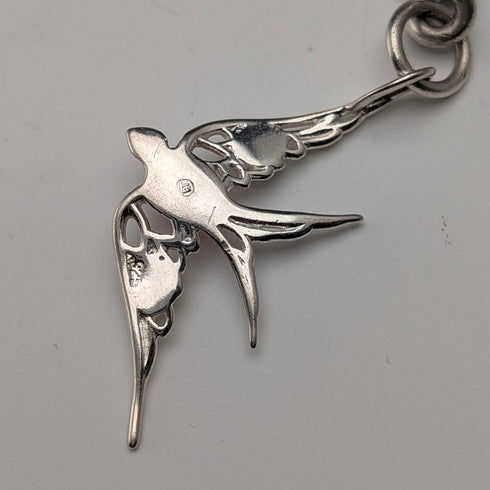 約 1900 年英國古董純銀阿爾伯特鏈,49 克,純銀燕子錶鍊