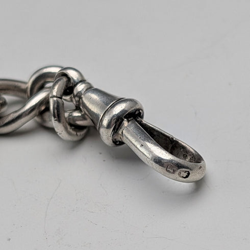 約 1900 年英國古董純銀阿爾伯特鏈,49 克,純銀燕子錶鍊