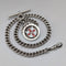 Circa 1900 British antique sterling silver Albert chain, 42g, enamel decoration, sterling silver medal fob