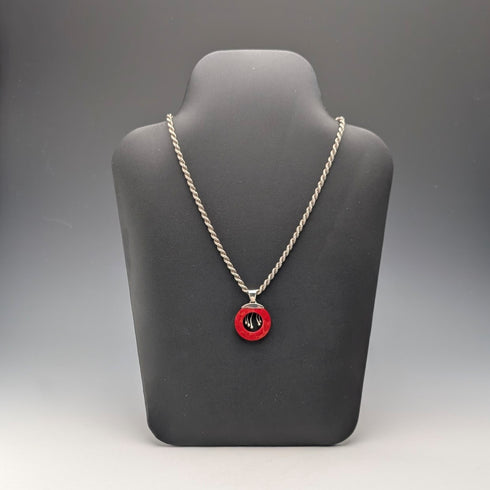 復古紅珊瑚和純銀吊墜,搭配純銀項鍊