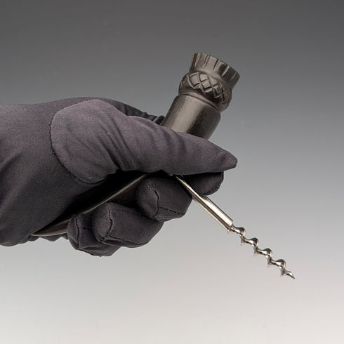 ヴィンテージ 角型木製ハンドル アザミ装飾 ボトルオープナー