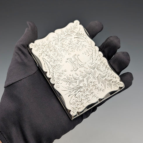 1906 英國古董純銀雙門卡片盒,84 克,Hilliard & Thomason