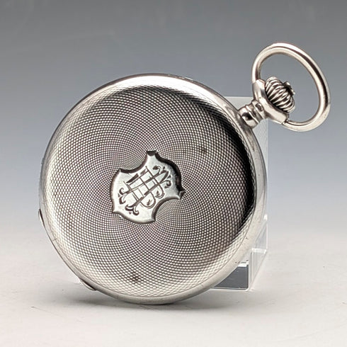 antique Ulysse Nardin pocket watch silver side hunter case works well