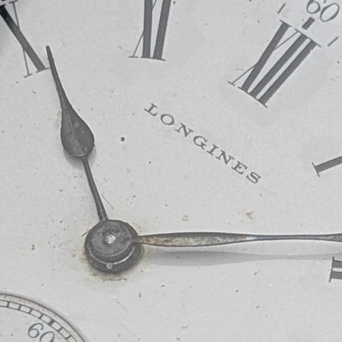 古董浪琴懷錶,約 1904 年,新藝術風格雕刻,銀色側面獵錶殼,運作良好