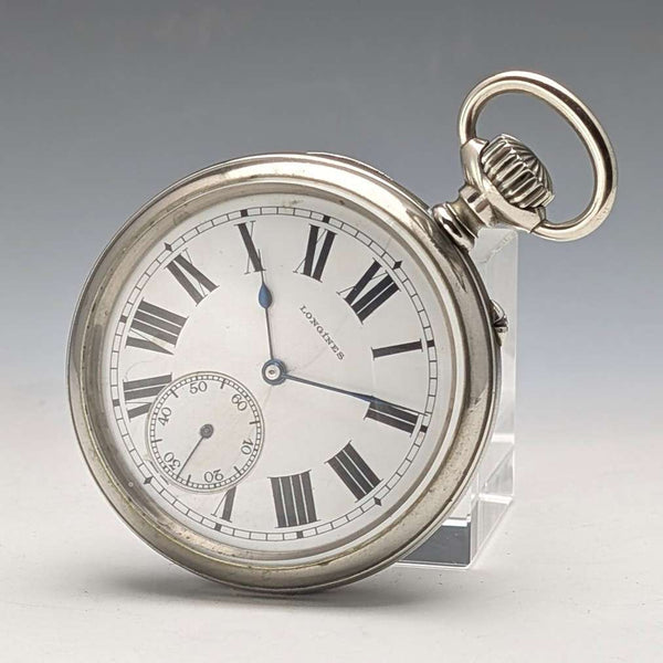 Circa 1908 Antique Longines Pocket Watch, Open Face, Diameter 55mm, In Good Working Condition