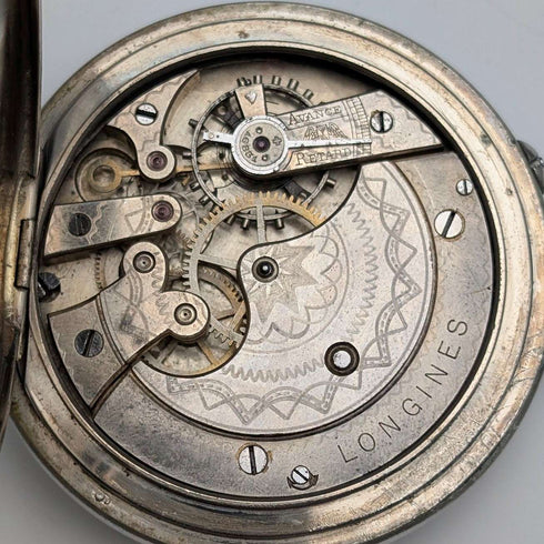 Circa 1908 Antique Longines Pocket Watch, Open Face, Diameter 55mm, In Good Working Condition