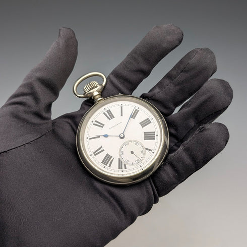 1908年頃 アンティーク ロンジン 懐中時計 オープンフェース 直径55mm 動作良好