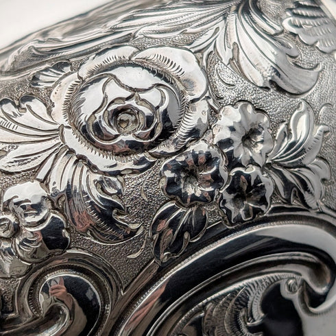 1891年 英国アンティーク 純銀製 大型シュガーボウル 395g Walter&John Barnard