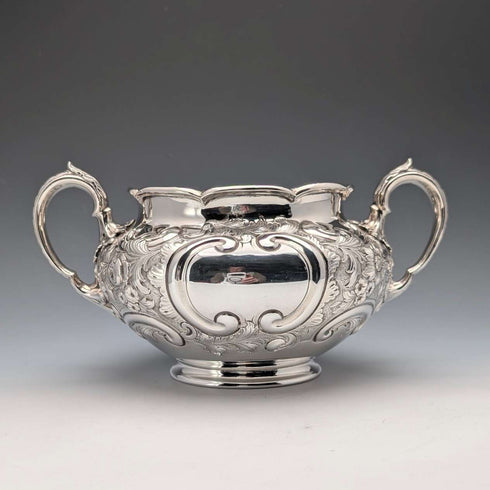 1891年 英国アンティーク 純銀製 大型シュガーボウル 395g Walter&John Barnard