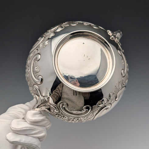 1891年 英国アンティーク 純銀製 大型シュガーボウル 395g Walter&John Barnard