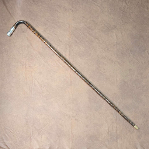 1906年英國古董手杖,92厘米,棕色手柄,L形手柄,純銀裝飾,托馬斯戴維斯設計