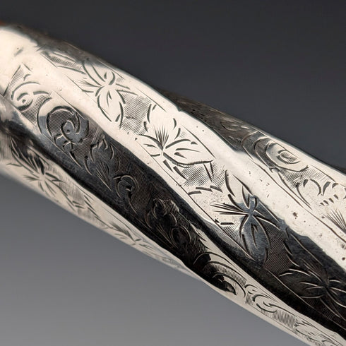 1906 年英國古董棕色手柄 L 型手柄純銀裝飾手杖 92 公分 Thomas Davis